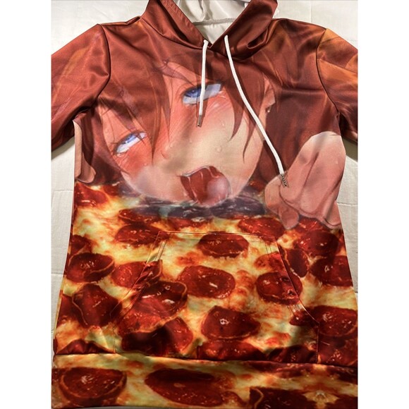 Ahegao Face Hoodie Anime Manga Men Women Sweatshirt Pullover Size Large - Picture 2 of 6